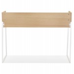 Bureau droit design en bois pieds blancs (62x120 cm) ELIOR (finition naturel)