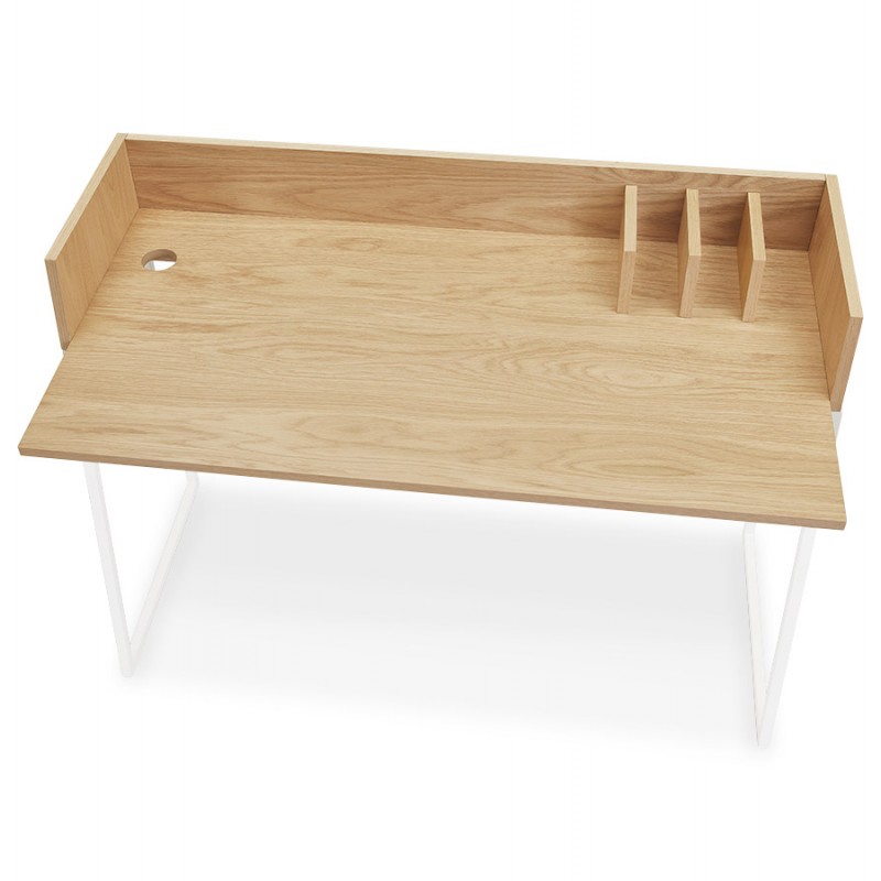 Design dritto della scrivania in legno bianco piedini (62x120 cm) ELIOR (finitura naturale) - image 59605
