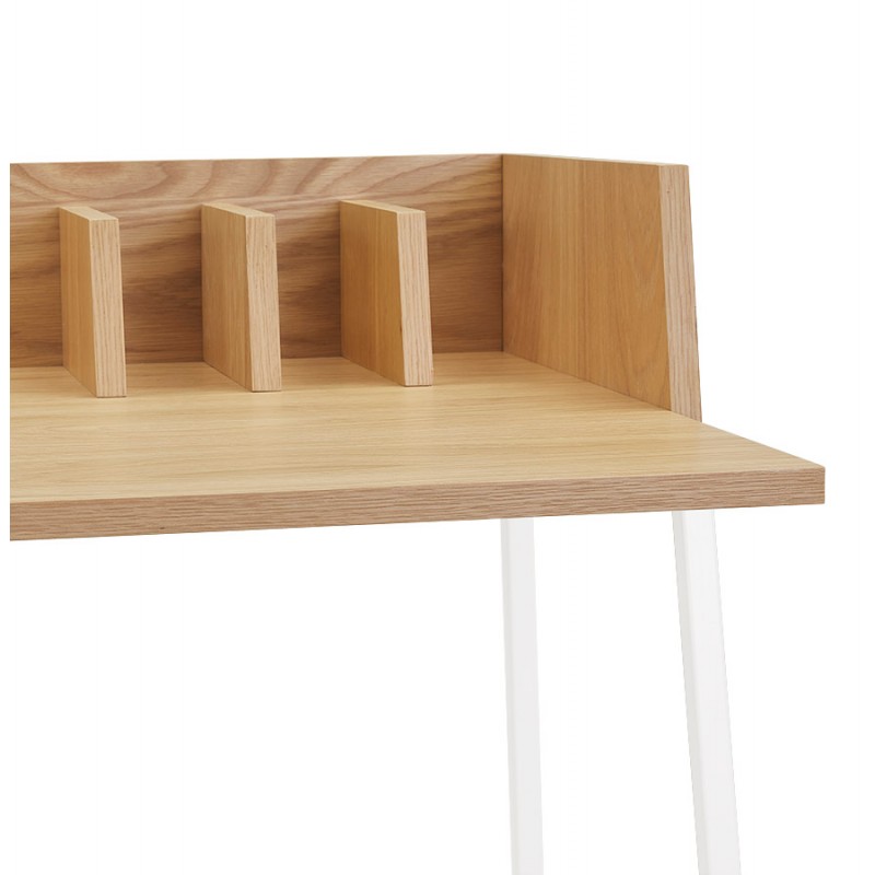 Design dritto della scrivania in legno bianco piedini (62x120 cm) ELIOR (finitura naturale) - image 59607