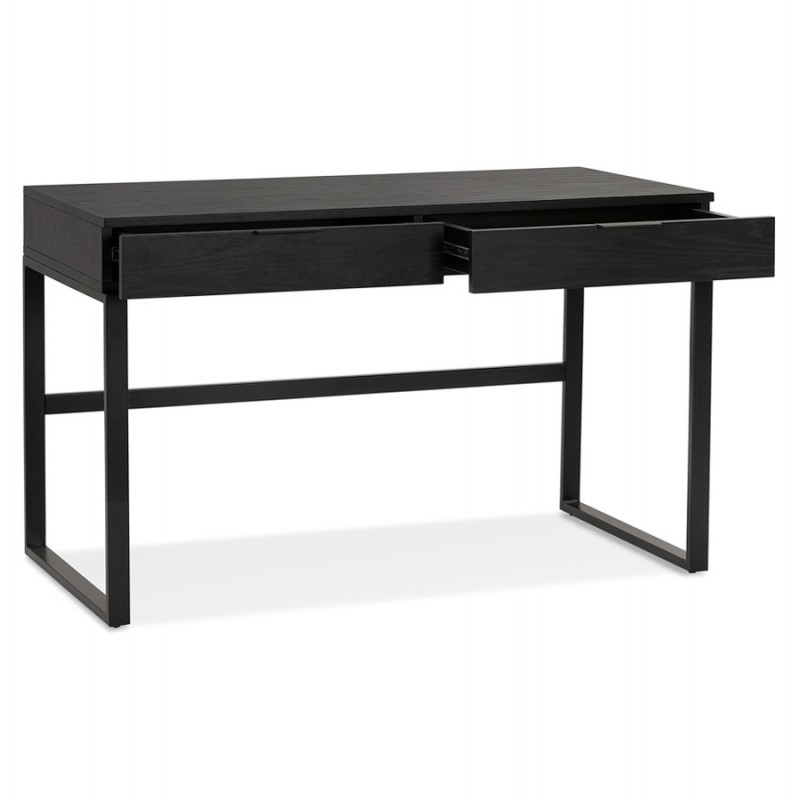 Design gerader Schreibtisch aus Holz schwarze Füße (60x120 cm) ADDISON (schwarzes Finish) - image 59634