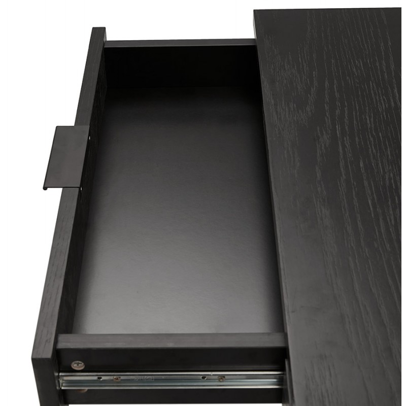 Escritorio recto de diseño en pies negros de madera (60x120 cm) ADDISON (acabado negro) - image 59642