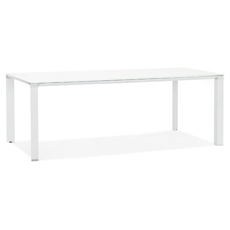 Desk meeting table in tempered glass (100x200 cm) BOIN (white finish) - image 59700