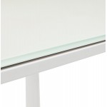 Desk meeting table in tempered glass (100x200 cm) BOIN (white finish)
