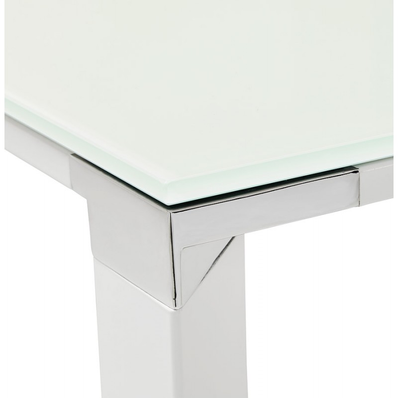 Design straight desk in tempered glass (100x200 cm) BOIN (white finish) - image 59710