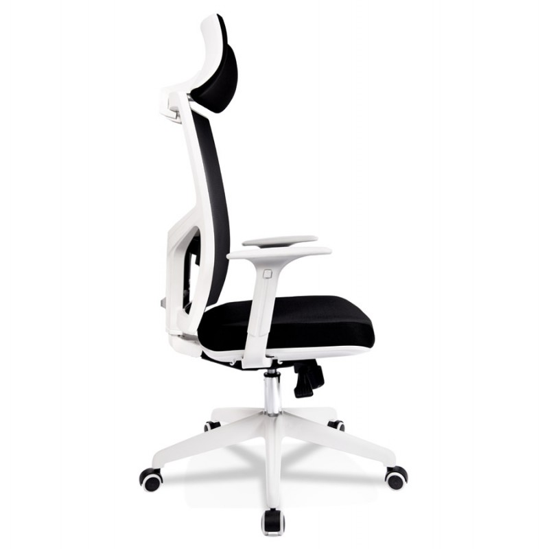 Sedia da ufficio ergonomica in tessuto MIAMI (bianco, nero) - image 59725
