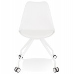 Chaise de bureau design sur roulettes ALVIZE (blanc)