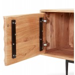 TV stand 3 doors in acacia wood 147 cm VERO (natural, black)