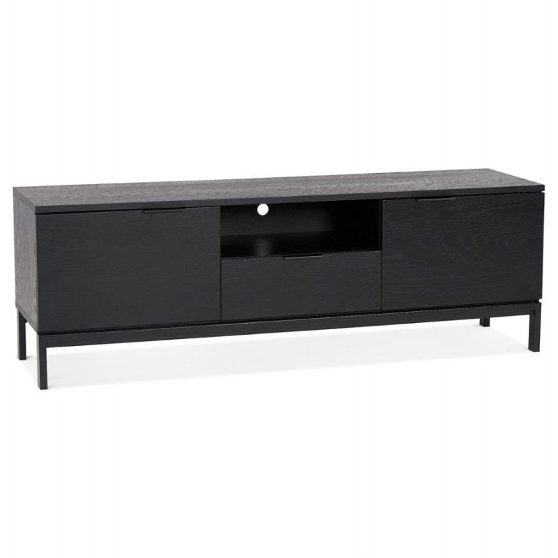 Meuble TV 2 portes, 1 tiroir, 1 niche 150 cm PACO (noir) - image 59929