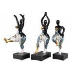 Set de 3 Statues décoratives en résine DANSEUSES (H40 cm) (blanc, bleu, doré)