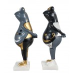 Set di 2 statue decorative in resina RANE STANDING (H31 cm) (bianco, grigio, oro)