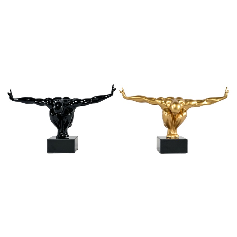 Set di 2 statue decorative in resina DIVERS (H20/L40 cm) (nero, oro) - image 60026