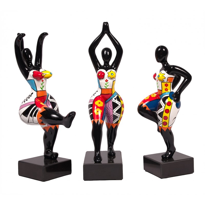 Set de 3 estatuas decorativas de resina DANCERS (H40 cm) (multicolor) - image 60090
