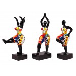 Set of 3 decorative resin statues DANCERS (H40 cm) (multicolored)