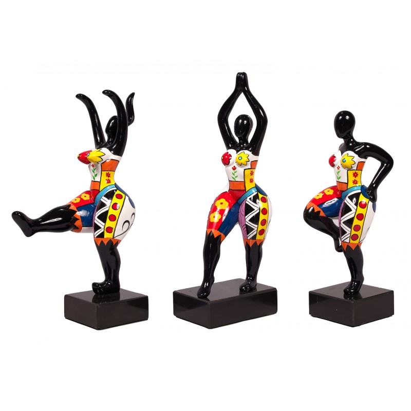 Set of 3 decorative resin statues DANCERS (H40 cm) (multicolored) - image 60091