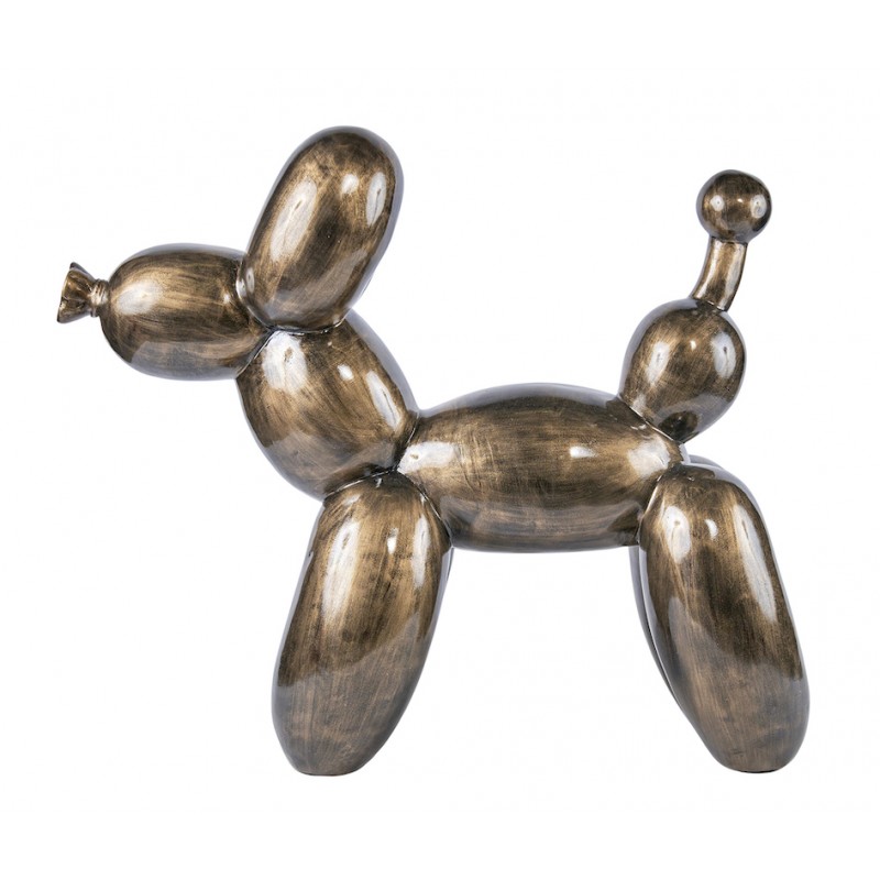 Decorative resin statue DOG BALLOON patinated (H90 cm / L102 cm) (gold) - image 60133