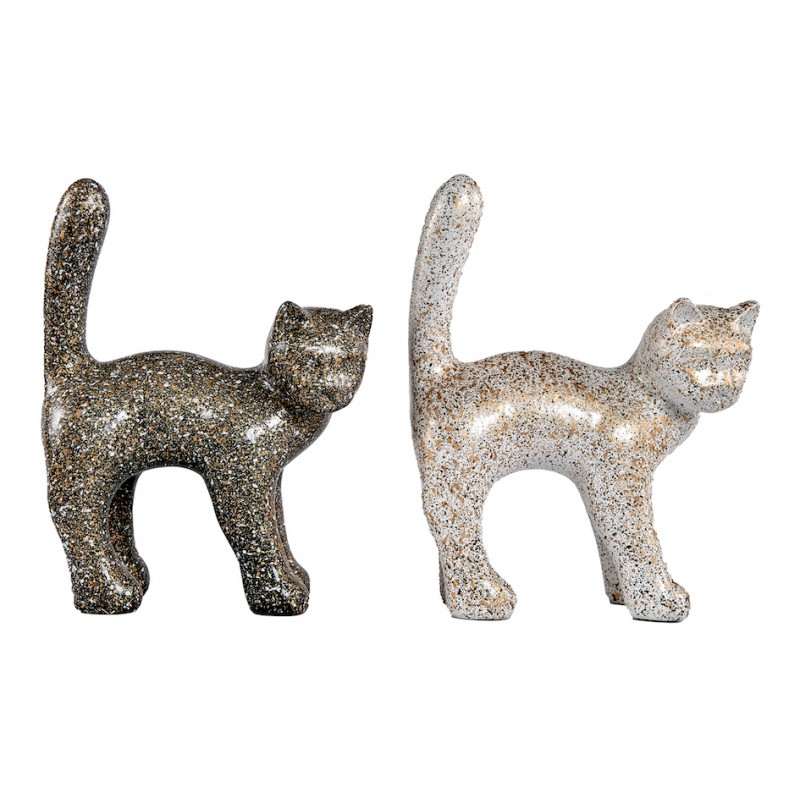 Set di 2 statue decorative in resina DUO CAT glitterato (H40 cm) (bianco, nero) - image 60140