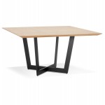 Mesa de comedor de diseño en madera y metal EMILIE (natural) (140x140 cm)