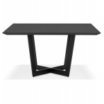 Table à manger design en bois et métal EMILIE (noir) (140x140 cm)