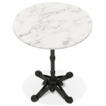Side table round design marble effect CELESTE (Ø 60 cm) (white)
