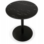 Tavolino rotondo design effetto marmo GASTON (Ø 60 cm) (nero)