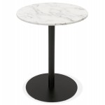 Table d'appoint design ronde effet marbre GASTON (Ø 60 cm) (blanc)