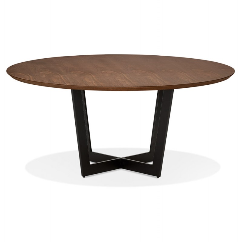 Table à manger ronde design pied noir WANNY (Ø 120 cm) (noyer) - image 60428