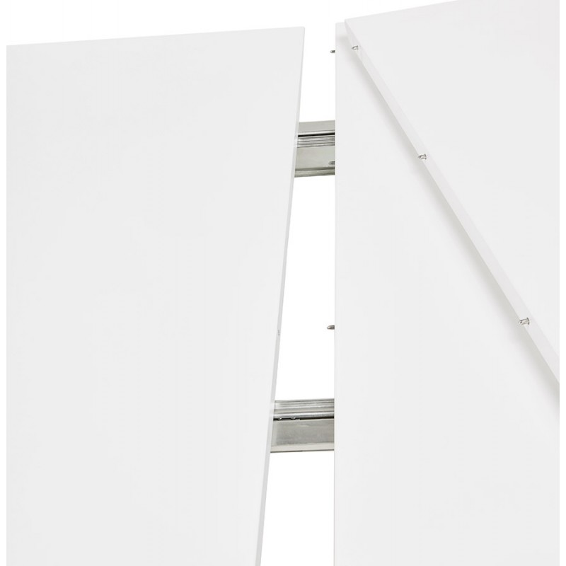 Mesa de comedor extensible en madera y patas metal blanco JUANA (170-270x100 cm) (blanco mate) - image 60461