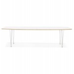 Mesa de comedor extensible en madera y patas metálicas blancas MARIE (170-270x100 cm) (blanco)