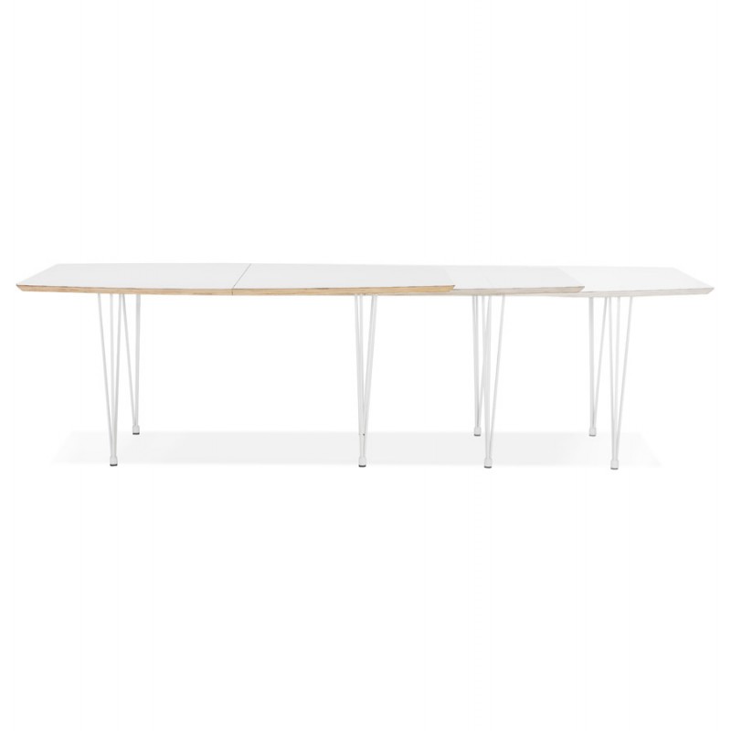 Mesa de comedor extensible en madera y patas metálicas blancas MARIE (170-270x100 cm) (blanco) - image 60470