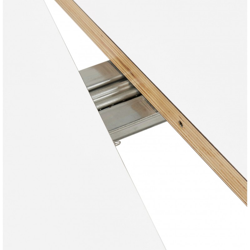 Mesa de comedor extensible en madera y patas metálicas blancas MARIE (170-270x100 cm) (blanco) - image 60475