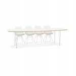 Tavolo da pranzo allungabile in legno e gambe in metallo bianco MARIE (170-270x100 cm) (bianco)