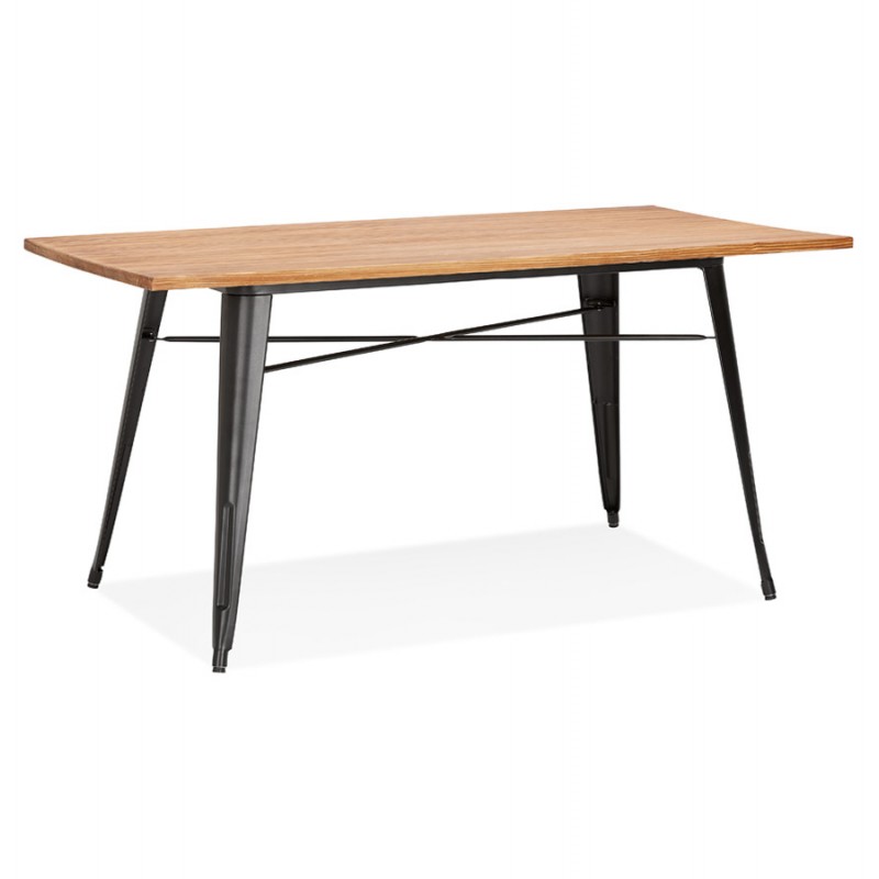Table à manger industrielle en bois massif et métal NAVA (150x80 cm) (finition naturel) - image 60503