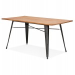 Tavolo da pranzo industriale in legno massello e metallo NAVA (150x80 cm) (finitura naturale)
