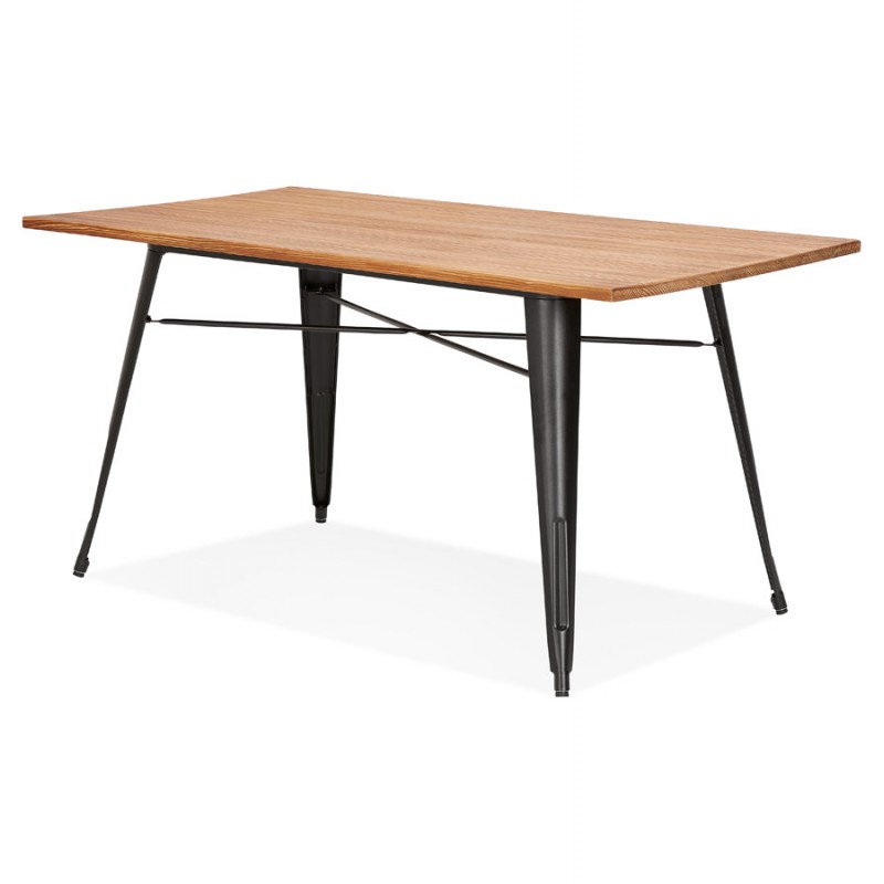 Table à manger industrielle en bois massif et métal NAVA (150x80 cm) (finition naturel) - image 60506