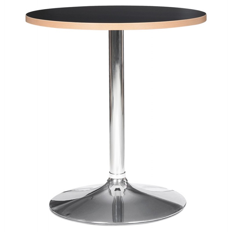 Round design dining table MAYA foot chromed metal (Ø 80 cm) (black) - image 60547