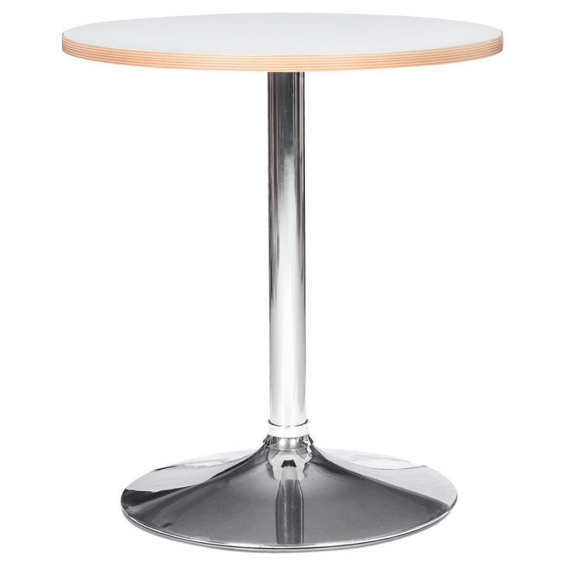 Table de repas design ronde MAYA pied métal chromé (Ø 80 cm) (blanc) - image 60549