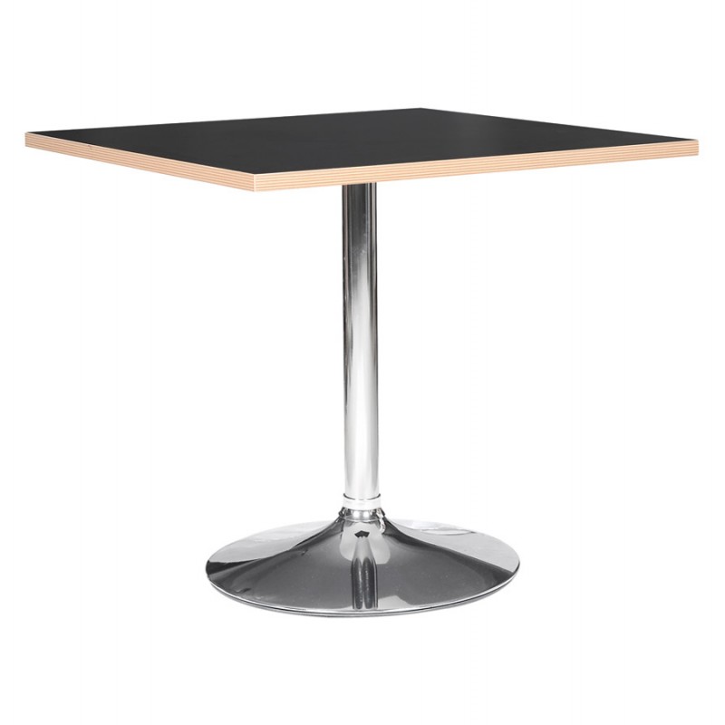 Table de repas design carrée pied métal chromé MAYA (80x80 cm) (noir) - image 60551