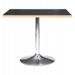 Table de repas design carrée pied métal chromé MAYA (80x80 cm) (noir)