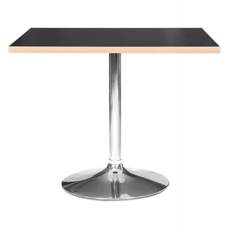 Table de repas design carrée pied métal chromé MAYA (80x80 cm) (noir) - image 60552