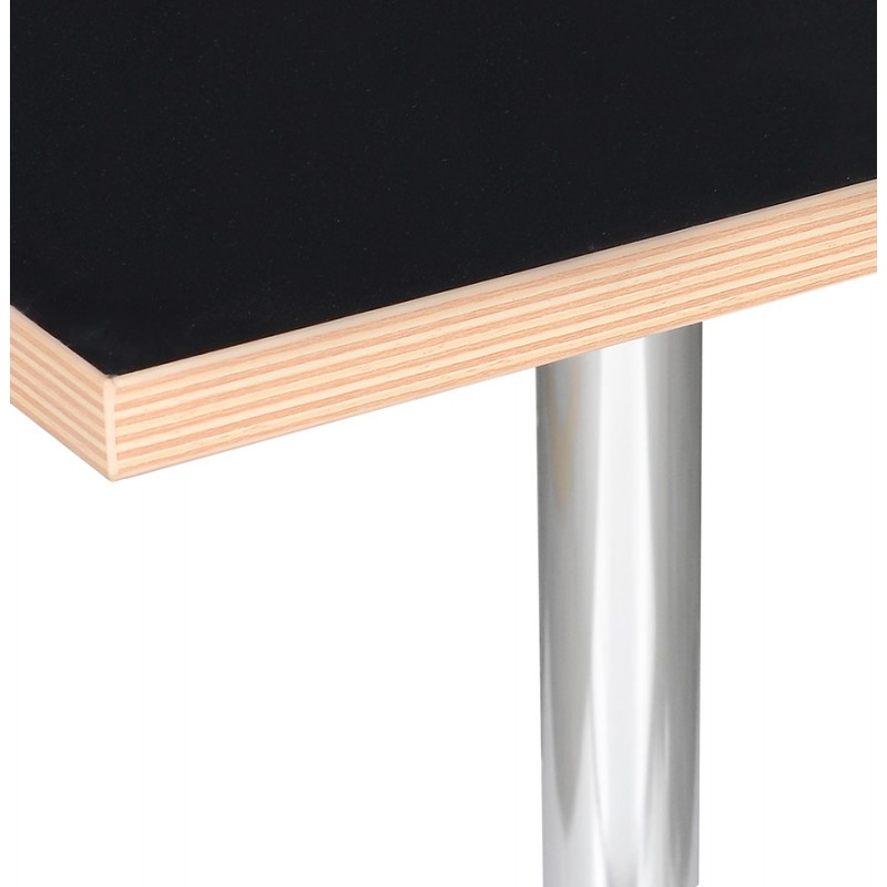Table de repas design carrée pied métal chromé MAYA (80x80 cm) (noir) - image 60553