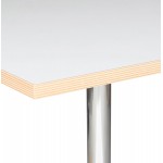 Mesa de comedor diseño pie cuadrado metal cromado MAYA (80x80 cm) (blanco)
