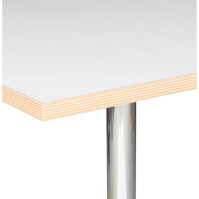 Mesa de comedor diseño pie cuadrado metal cromado MAYA (80x80 cm) (blanco) - image 60556