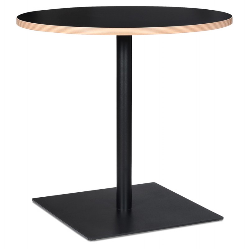 Table de repas design ronde pied métal thermolaqué FLANELLE (Ø 80 cm) (noir) - image 60557