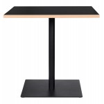 Dining table design square foot powder-coated metal flannel (80x80 cm) (black)