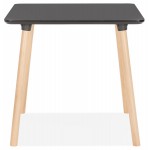 Table de repas design carrée pied bois de hêtre JANINE (80x80 cm) (noir)