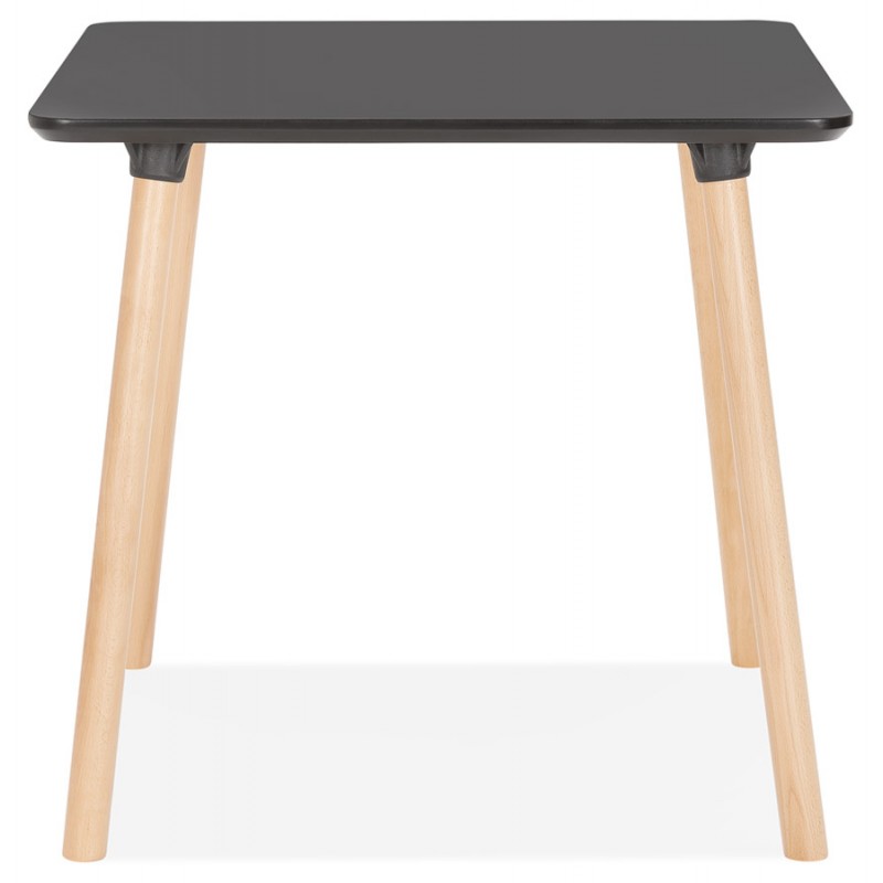 Table de repas design carrée pied bois de hêtre JANINE (80x80 cm) (noir) - image 60570
