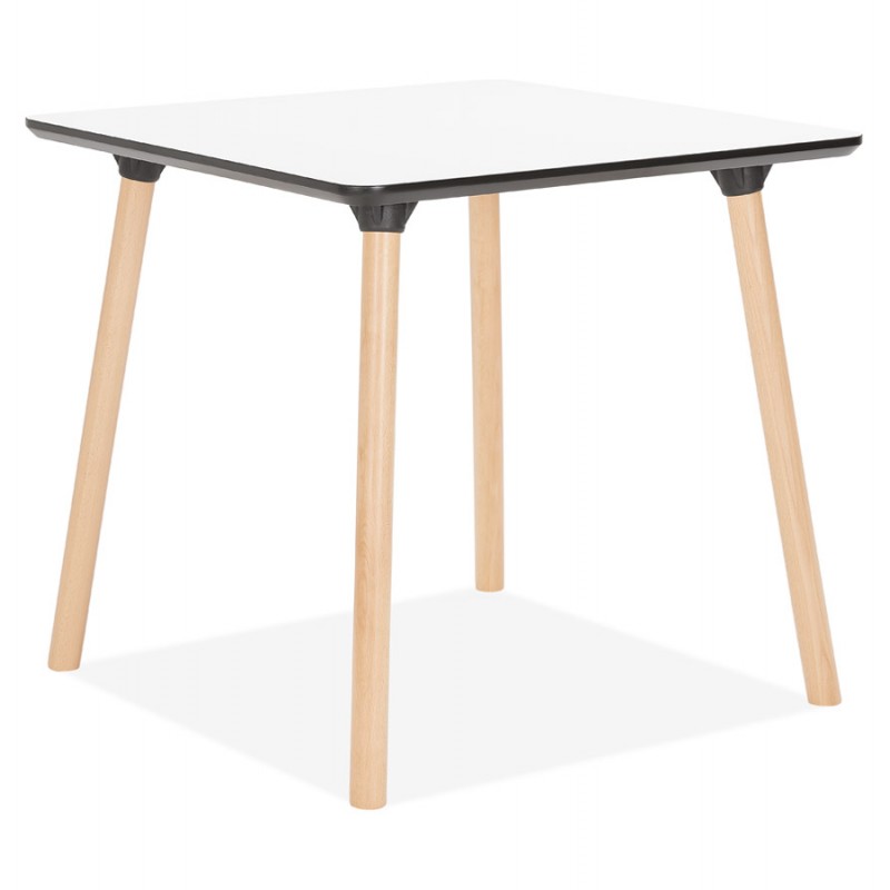 Mesa de comedor de diseño de madera de haya de pie cuadrado JANINE (80x80 cm) (blanco) - image 60578