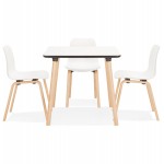 Mesa de comedor de diseño de madera de haya de pie cuadrado JANINE (80x80 cm) (blanco)
