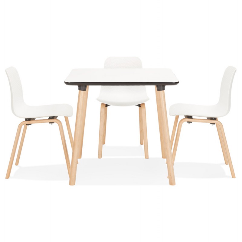 Mesa de comedor de diseño de madera de haya de pie cuadrado JANINE (80x80 cm) (blanco) - image 60586
