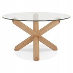 Round design dining table in glass POLO (Ø 130 cm) (transparent)